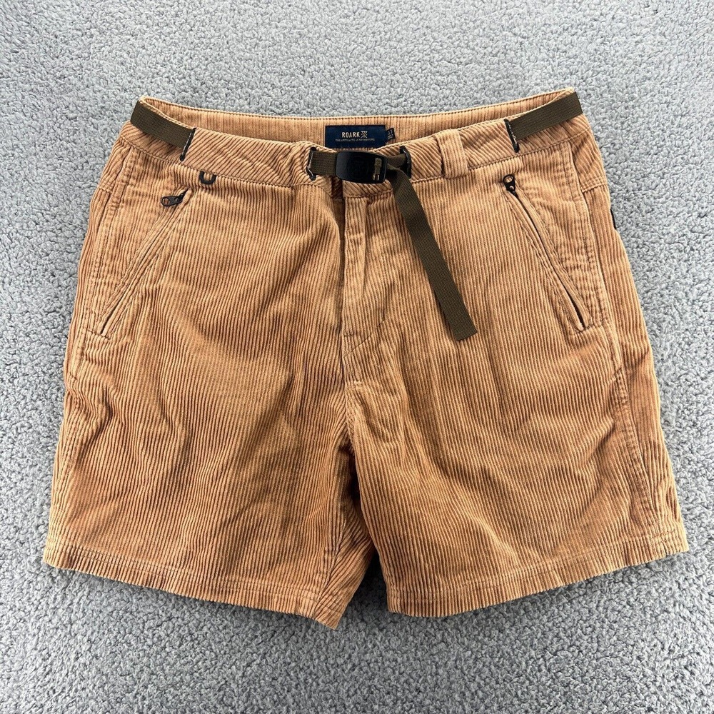Roark Campover G Shorts Mens 33x6 Khaki Corduroy Surf Belted Outdoor Casual